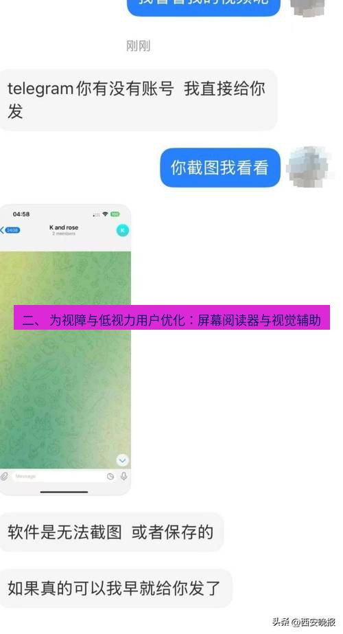 Telegram电脑版 二、 为视障与低视力用户优化：屏幕阅读器与视觉辅助