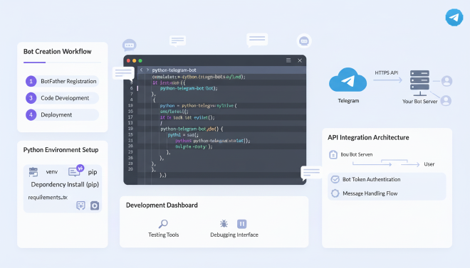 Telegram机器人开发环境与架构图