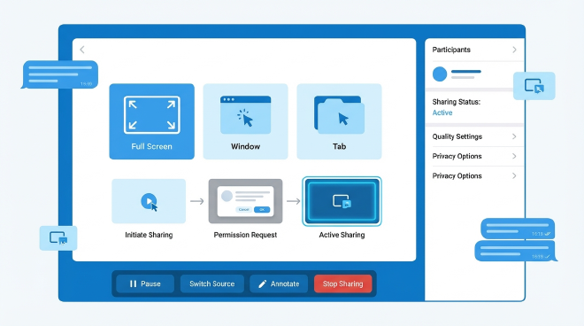 屏幕共享功能界面与操作流程